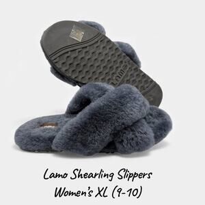 Lamo Gray Shearling Slippers Women’s XL 9-10 Slip-on Mules